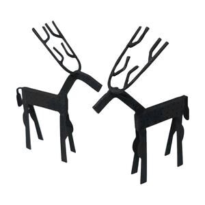 Wrought Iron Deer Reindeer Decor Set of 2 Christmas Holiday Decor Black